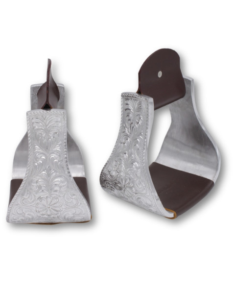 Western stirrups silver engraved, extra large