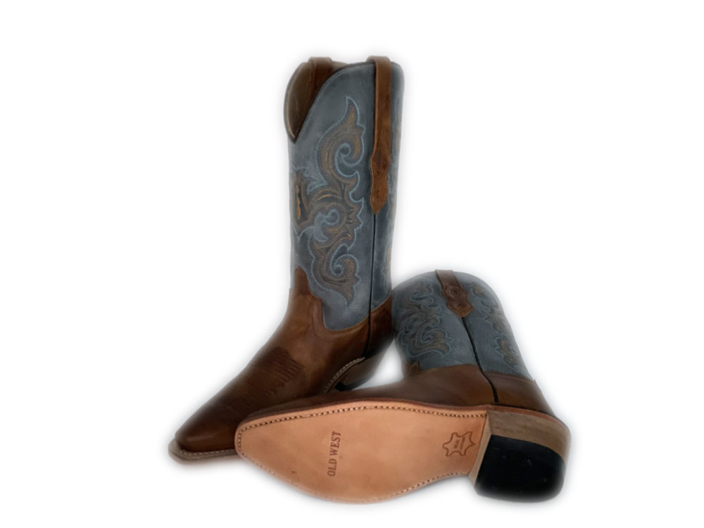 Ladies cowboy boots LF1601E, Goldfield, brown/blue