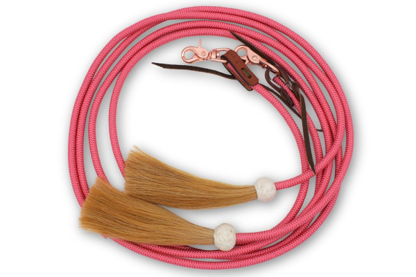 Western Nylonzügel mit Rosshaar Tasseln und wechselbaren Snaps, rose