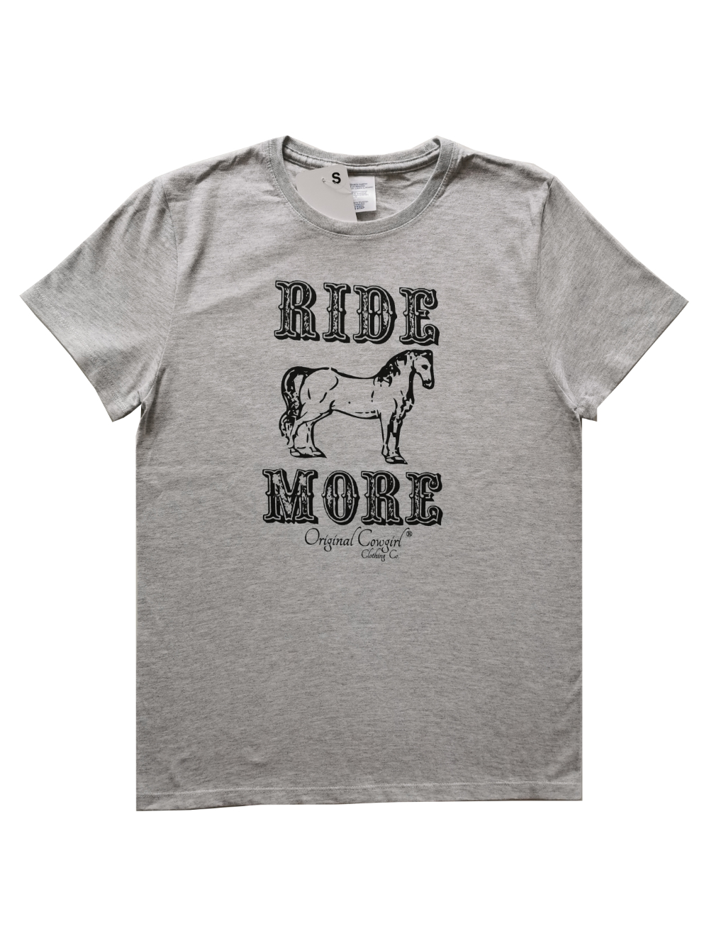 Ladies T-shirt "Ride more", gray