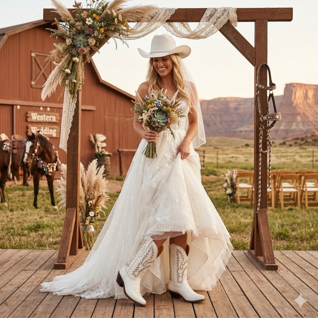 Weiße Cowboystiefel Damen LF1521E