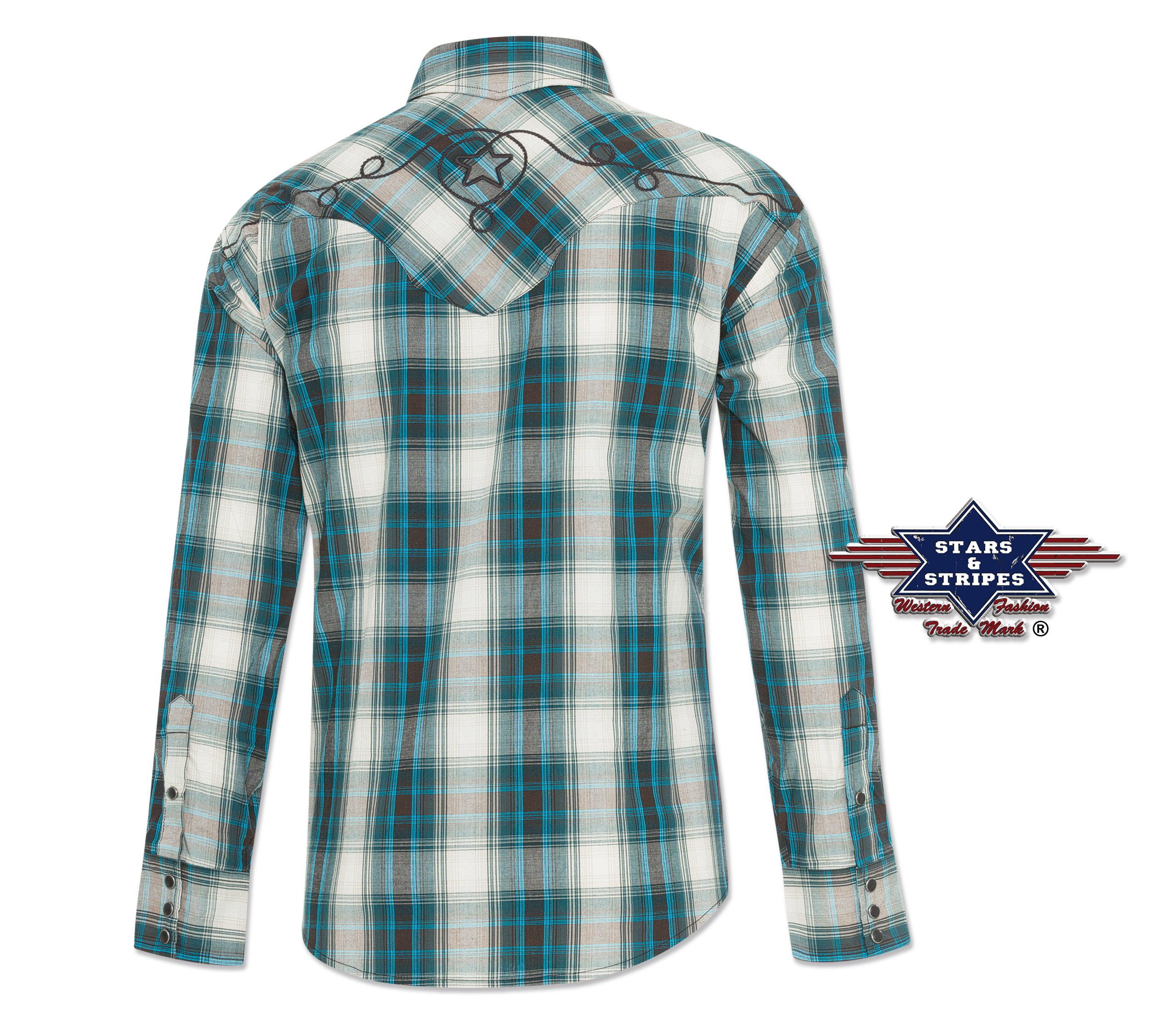 Western shirt JEFF BLUE men, checkered