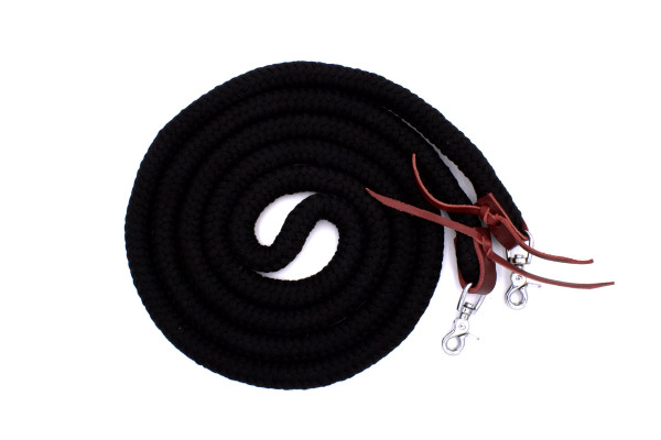Closed cotton reins, length 3.1 metres, black