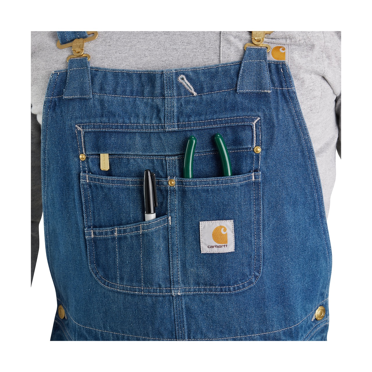 Loose fit denim dungarees