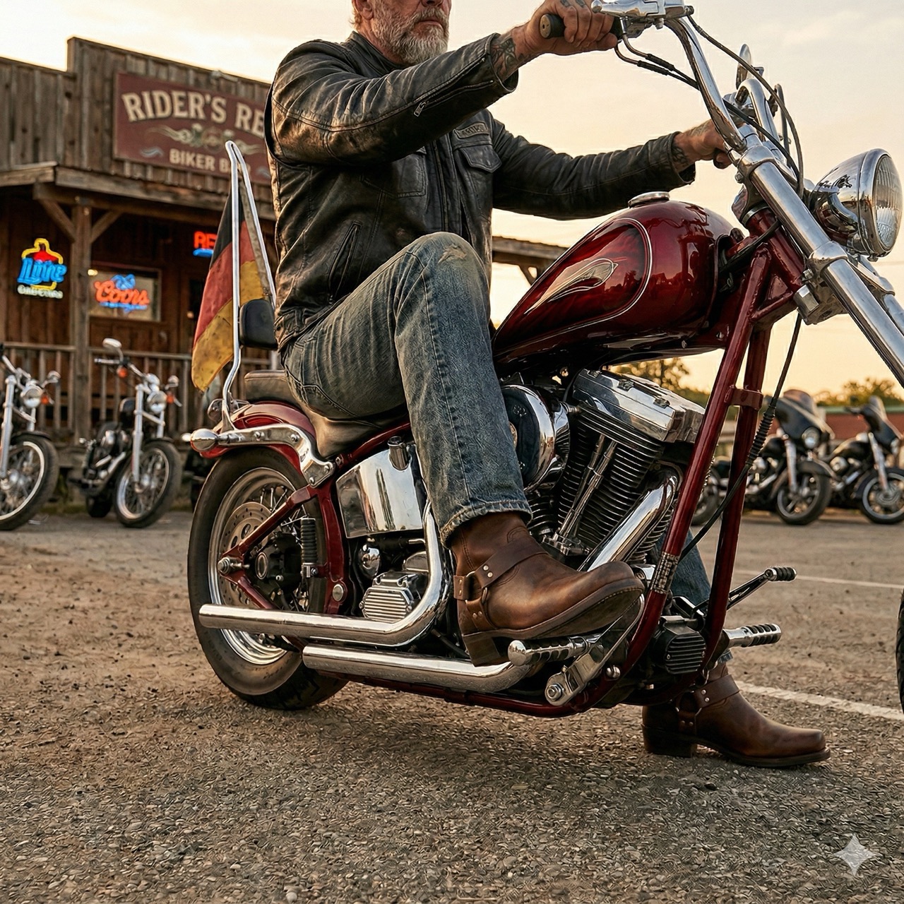 Men's biker boots MB2059, brown