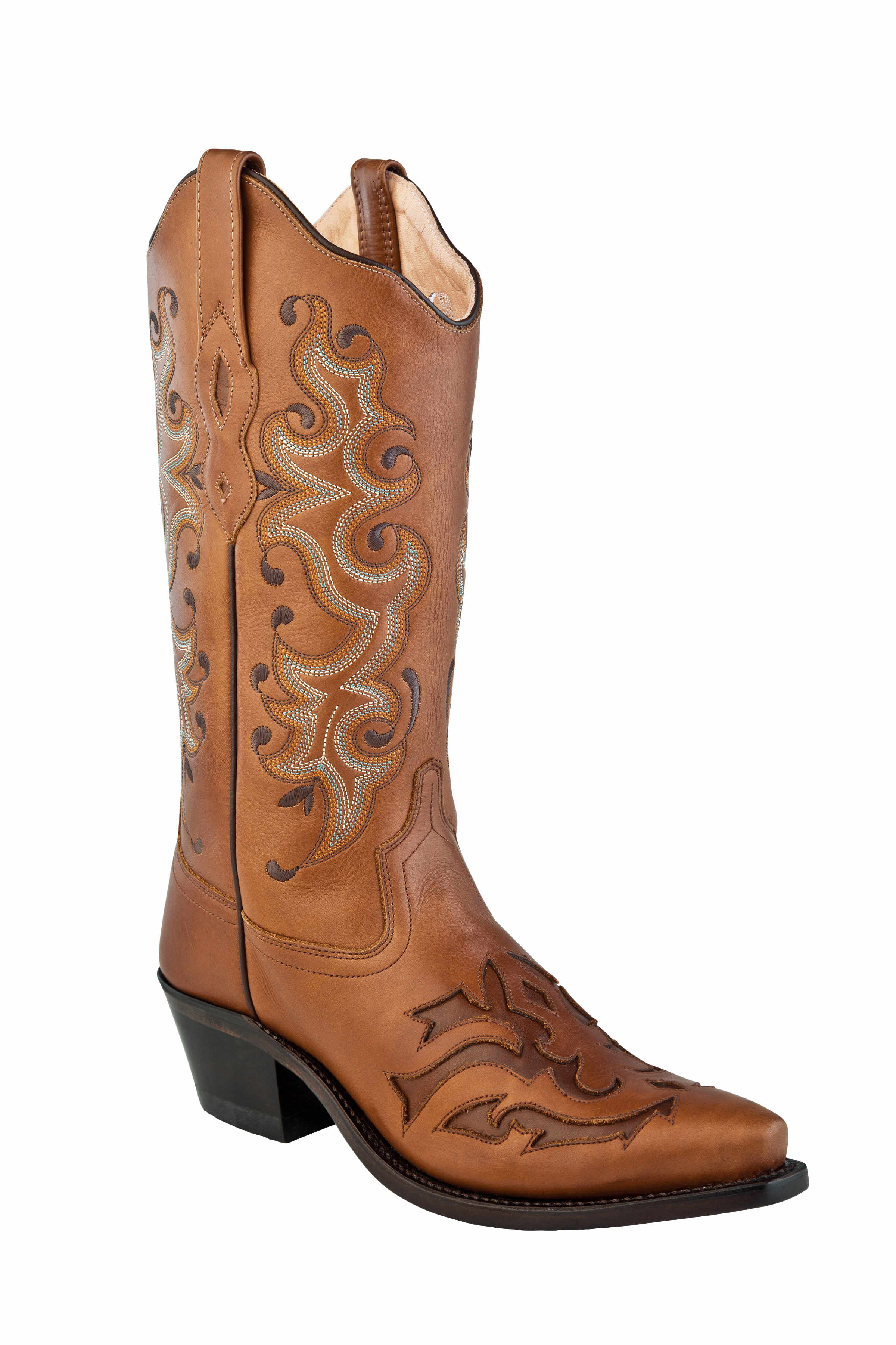 Cowboy boots ladies LF1591E, brown w. embroidery