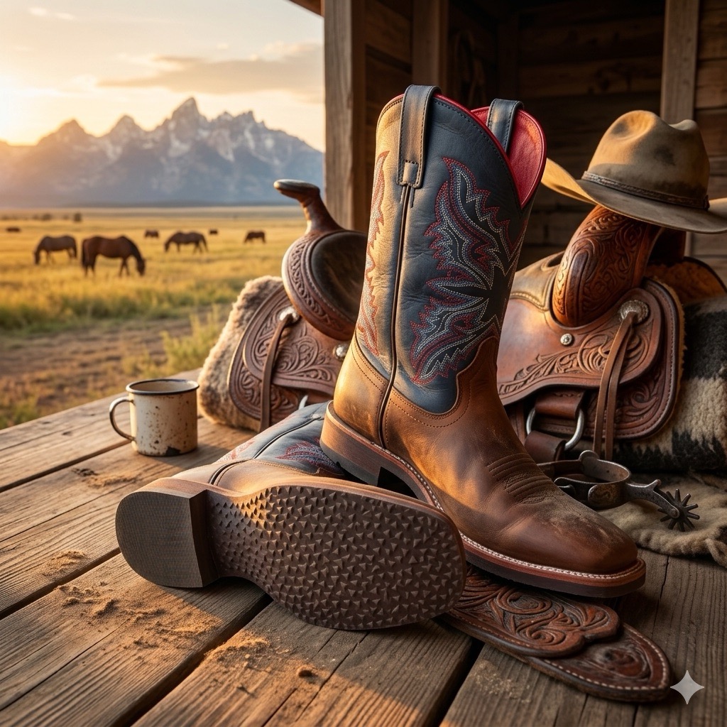 Westernstiefel „Midnight Blue“ – Hochwertiges Leder mit kunstvoller Stickerei