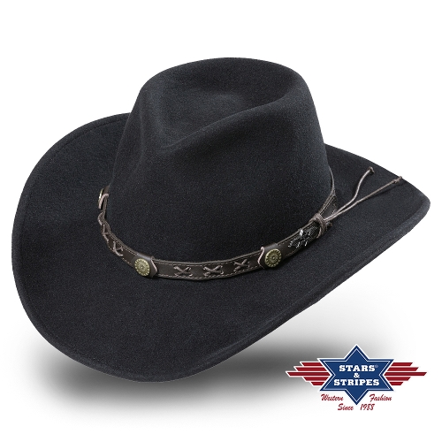 Kovbojský klobouk Westernový klobouk WALKER černý