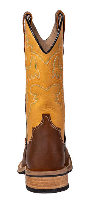 Oiled calfskin cowboy boots, brown-yellow