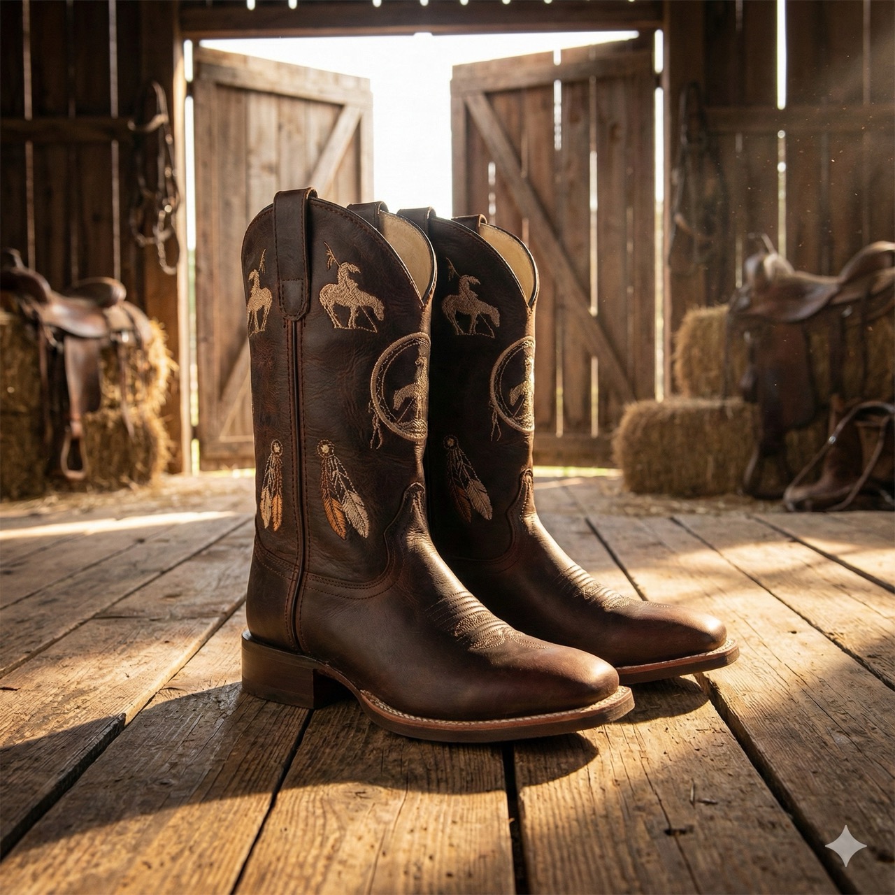 Cowboy boots for children BSC1932, brown with embroidery