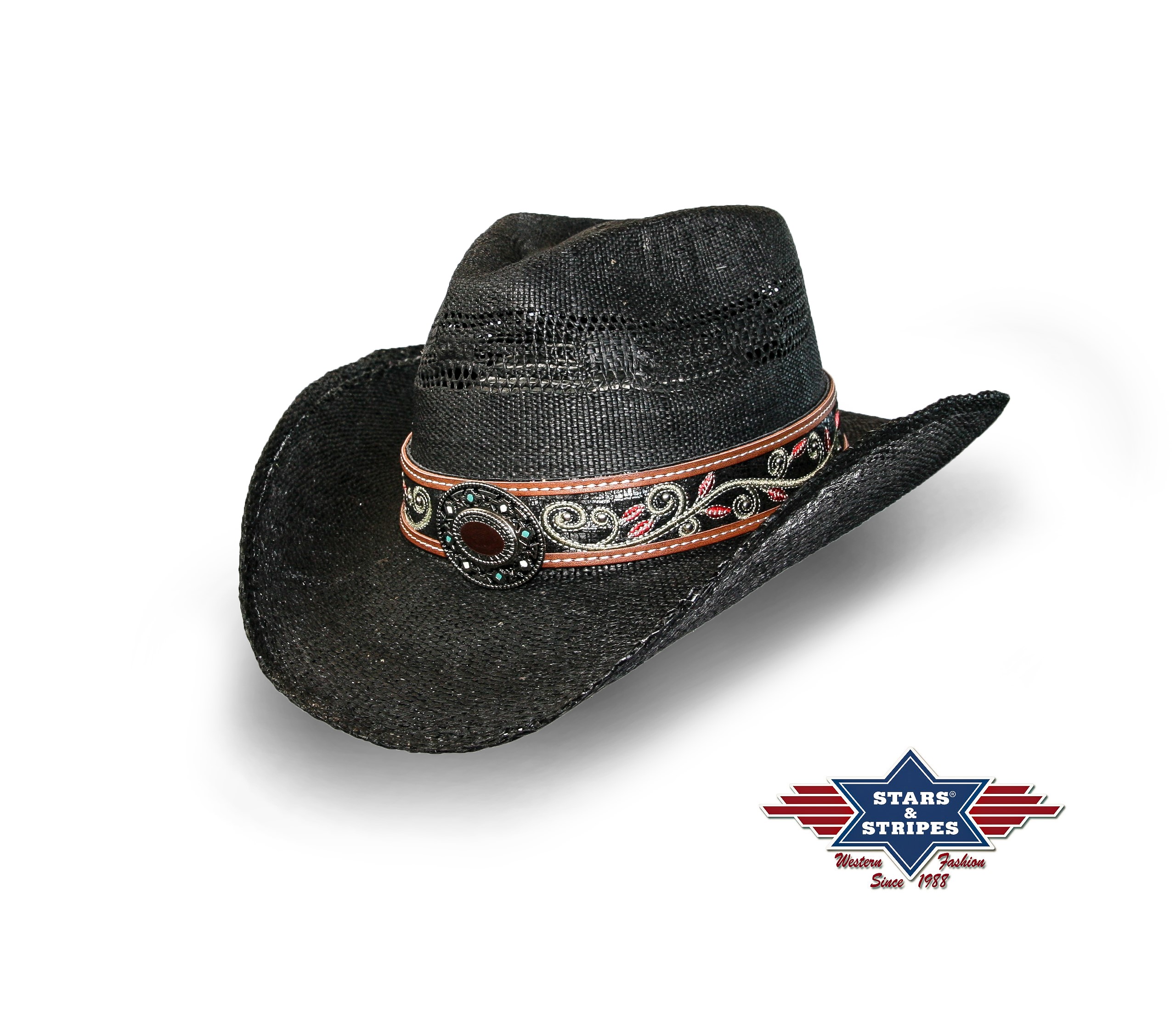 Cowboy hat straw hat BRENDA, black