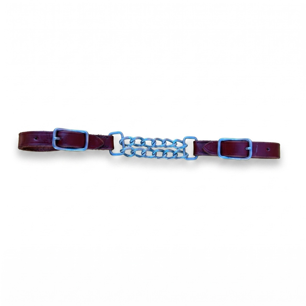 Kinnkette schmal doppelt, Leder, chestnut