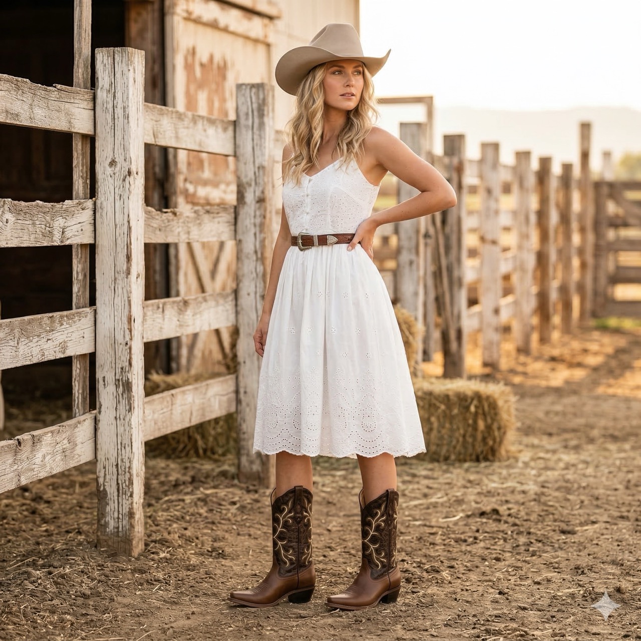 Cowboystiefel Damen LF1571E, dunkelbraun mit Stickerei