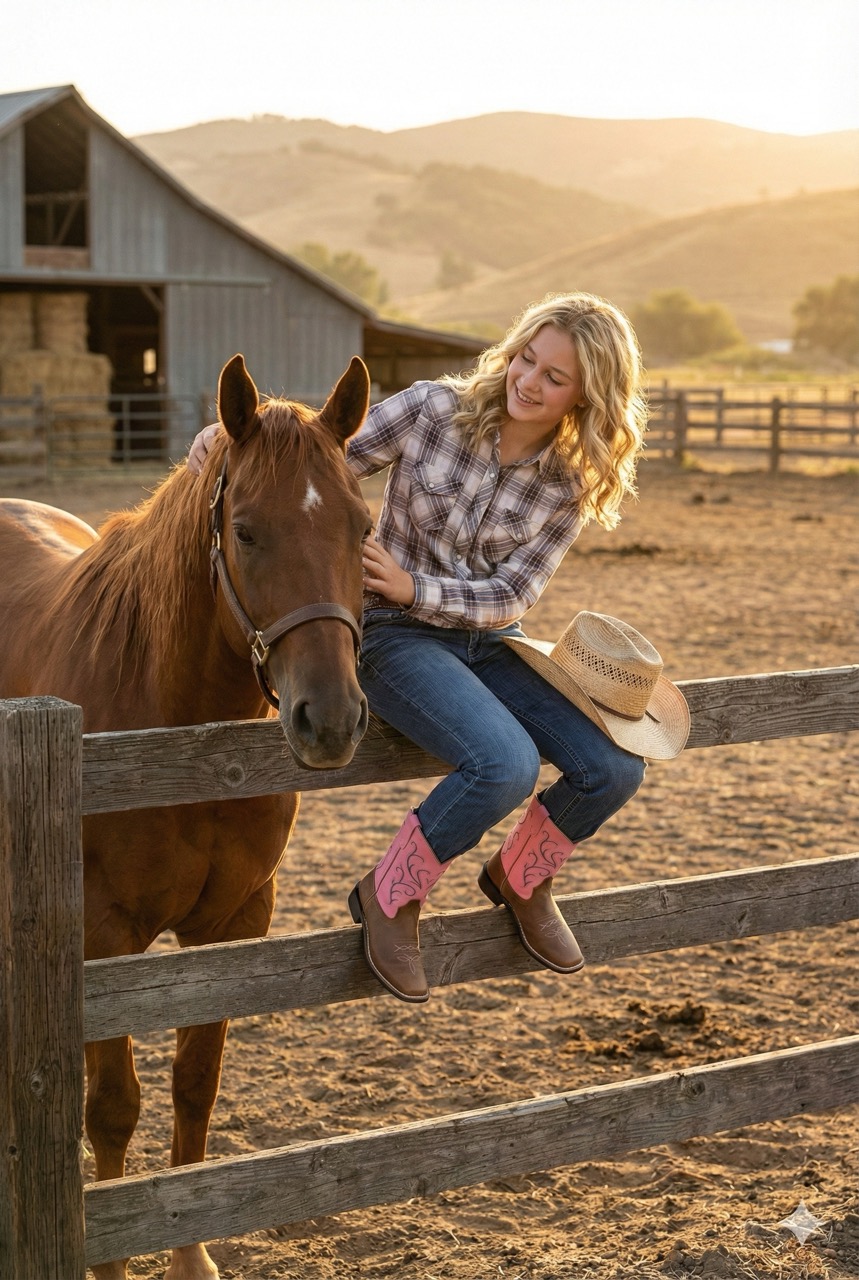 Cowboy boots for children BSC1869, brown-pink