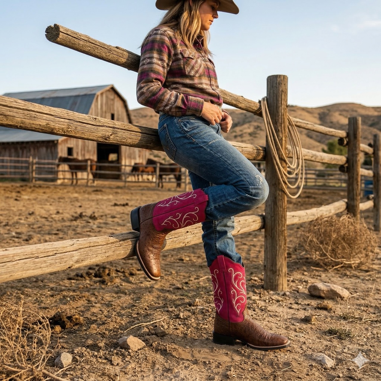 Cowboystiefel Damen 18129E, braun-rot