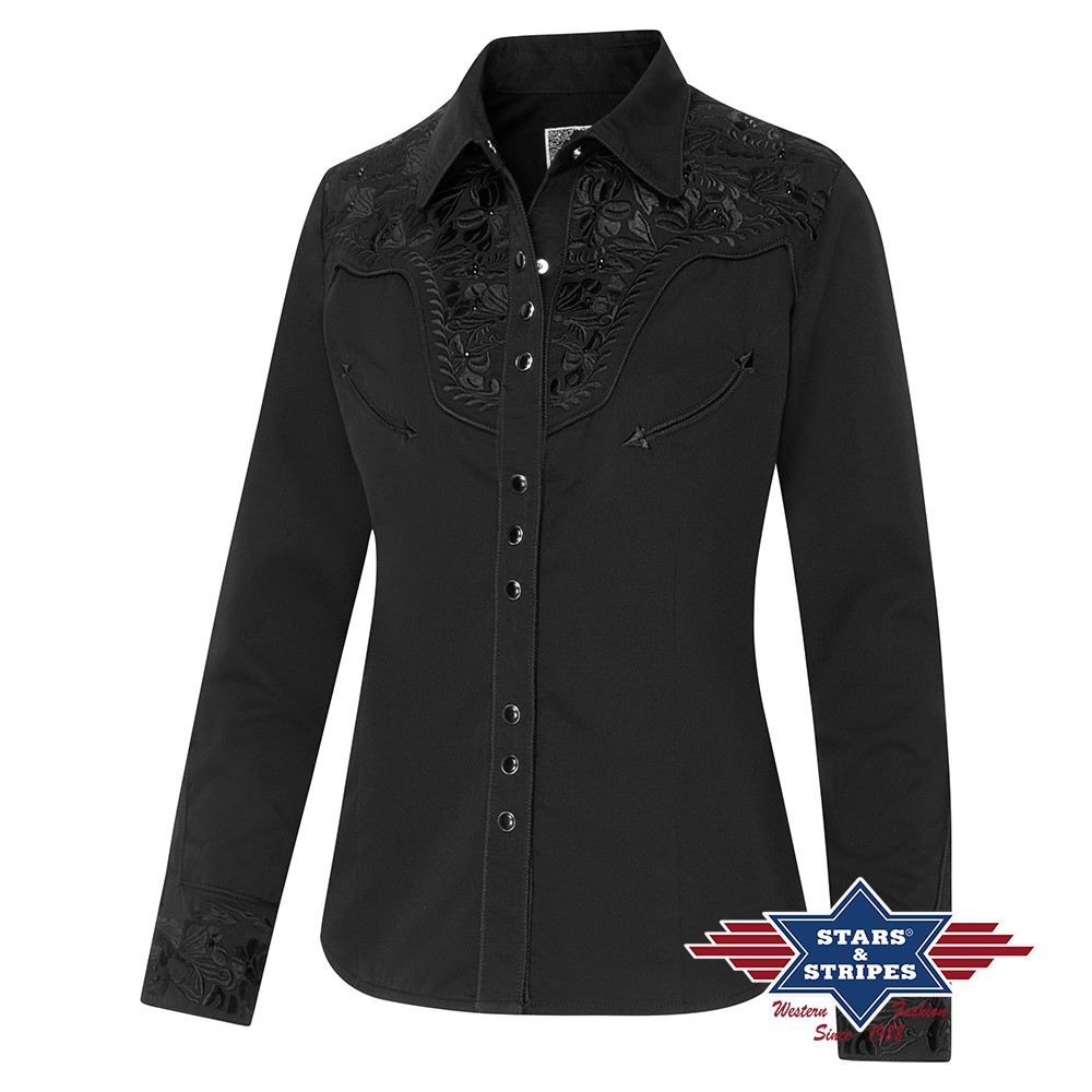 Westernbluse RILEY, schwarz