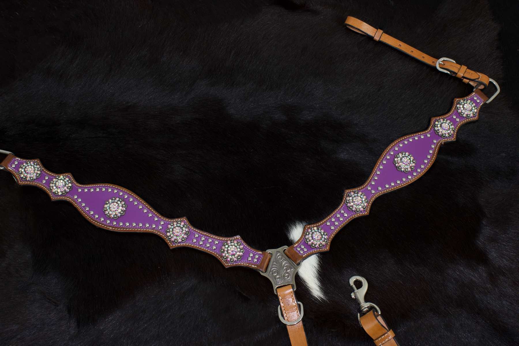 Western breastplate purple with conchos