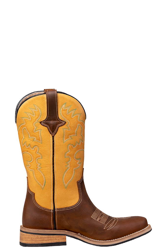 Cowboy boots oiled calfskin, brown-yellow