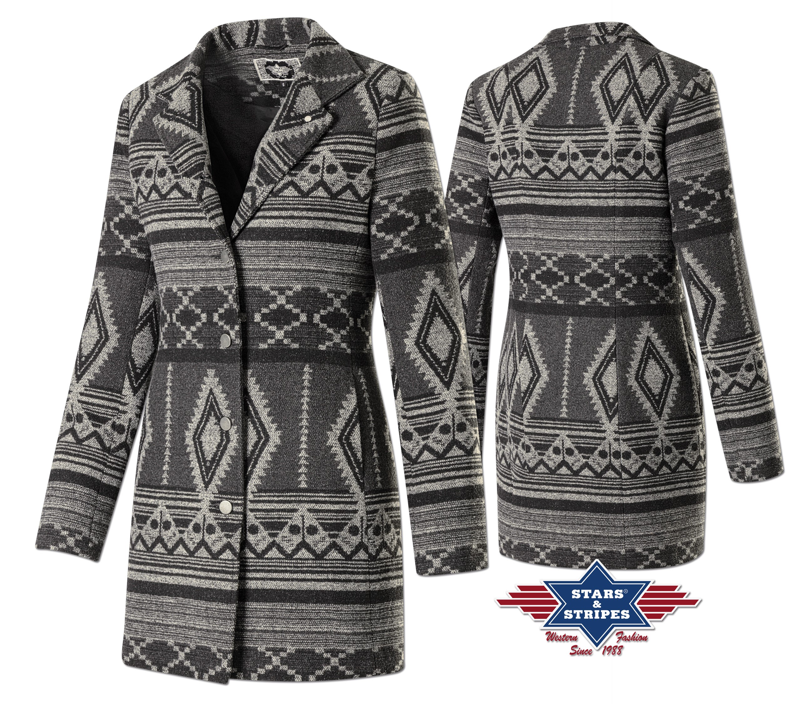 Ladies' coat ONITA, Aztec design