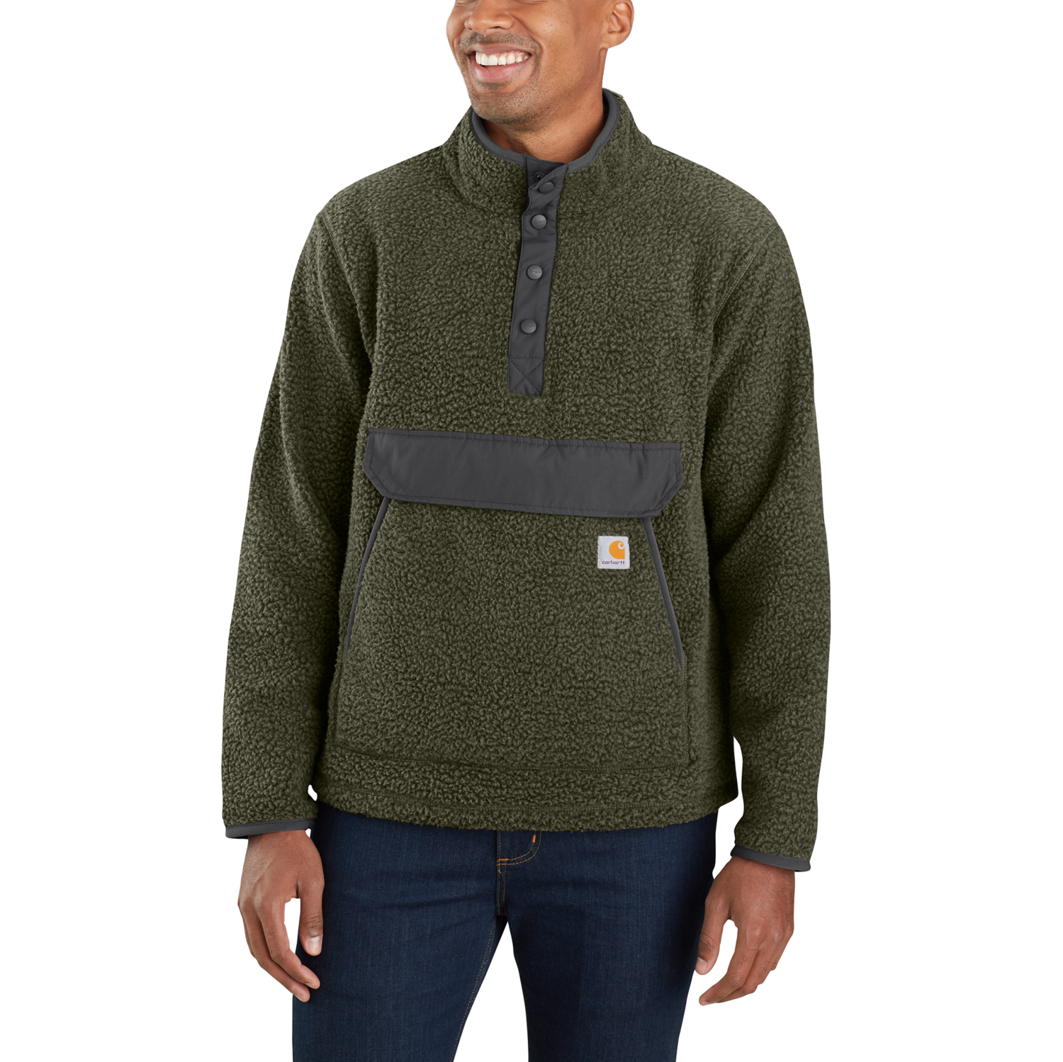 Sherpa-Fleece-Jacke mit Viertel-Reißverschluss