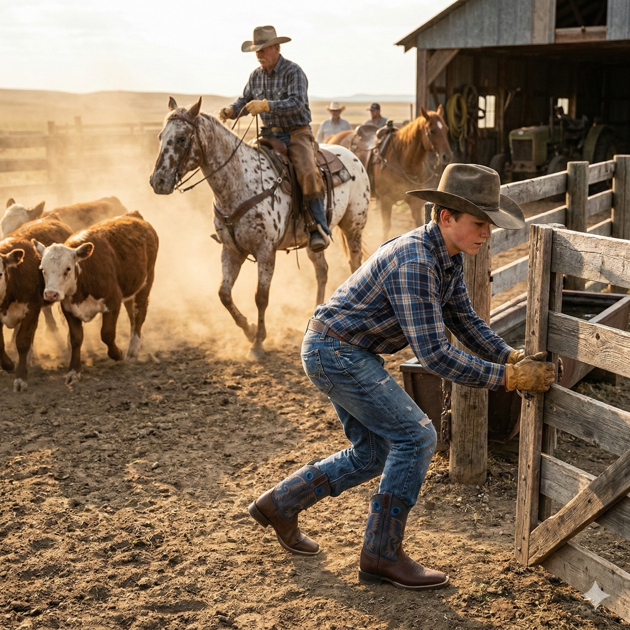 Western boots for children "San Angelo", brown/blue