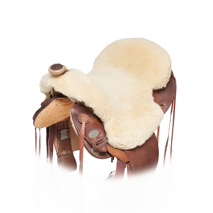 Lambskin western saddle seat cover natural with horn cut-out