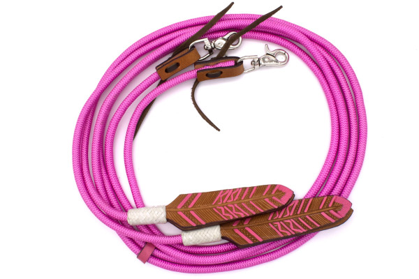 Western Nylonzügel geflochten mit Lederklatsche und austauschbaren Snaps, pink