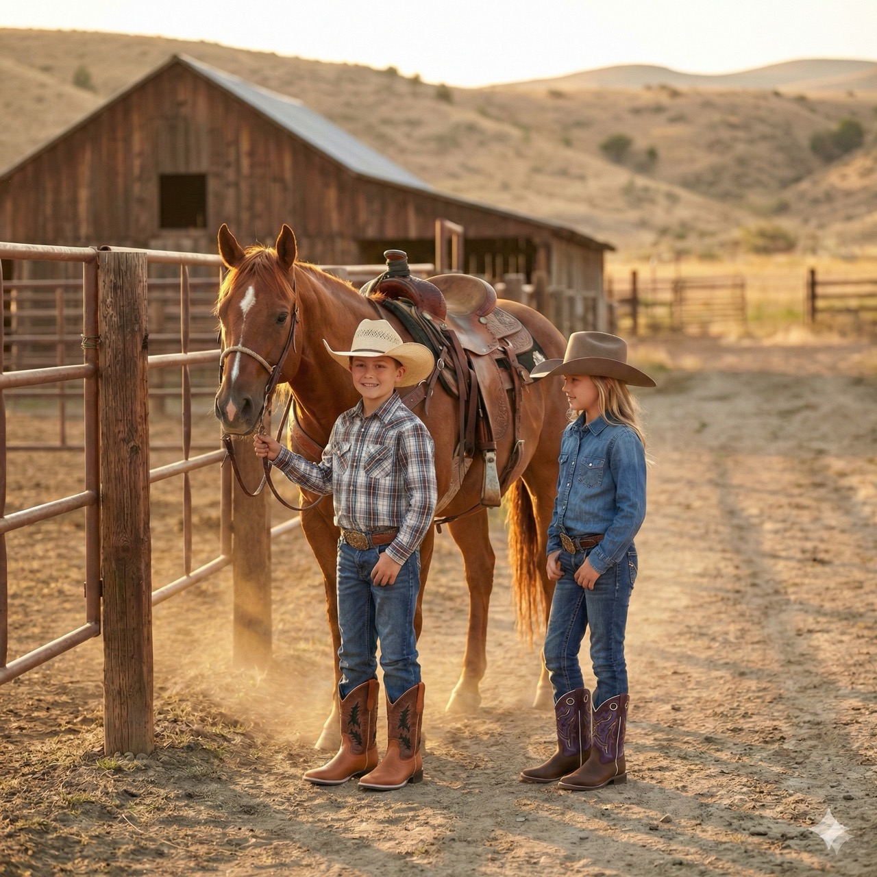 Western boots for children, BSC2006, brown