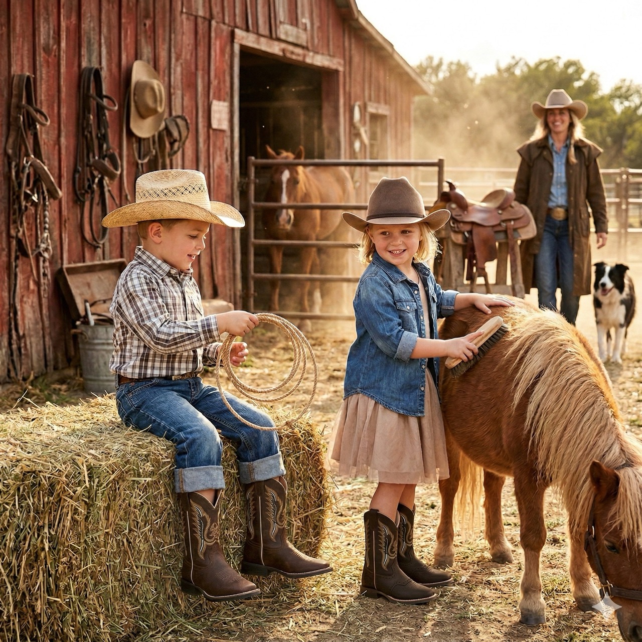 Cowboy boots for children BSC1845, brown