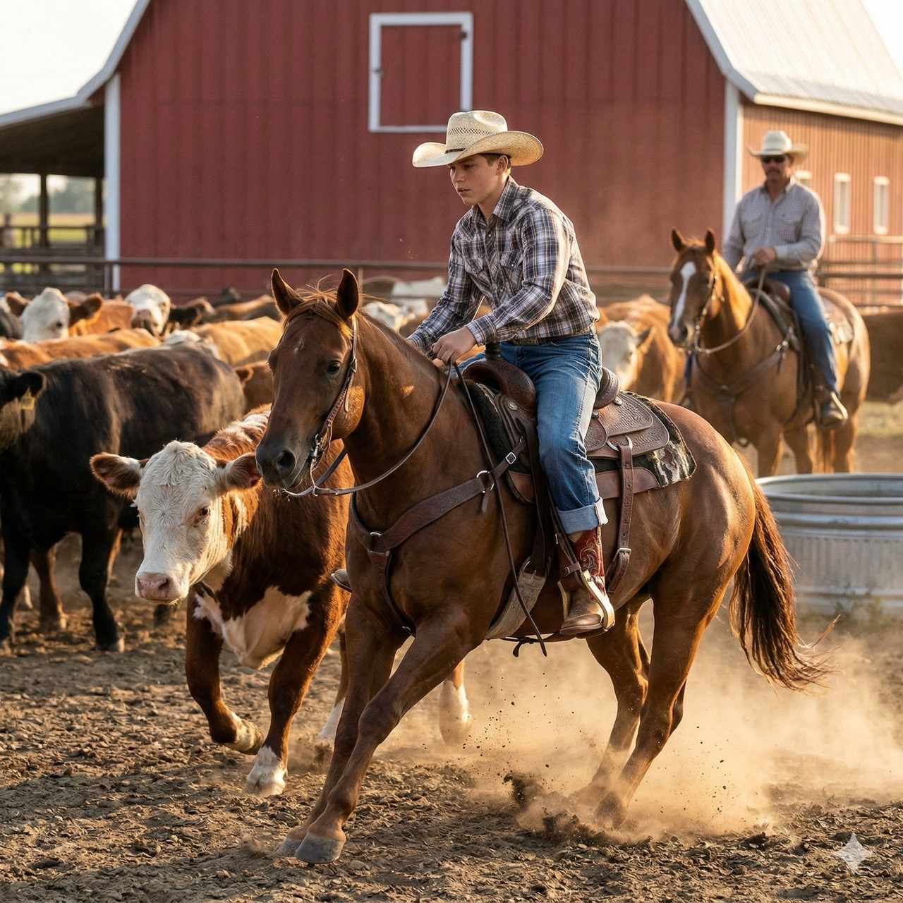 Cowboy boots for children "Gilman", brown/red