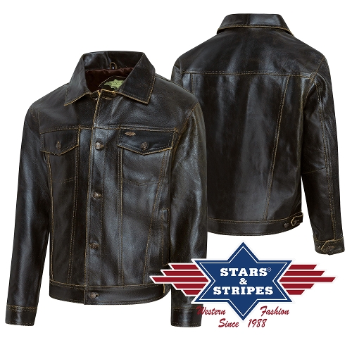 BRANDO men's leather western jacket, black